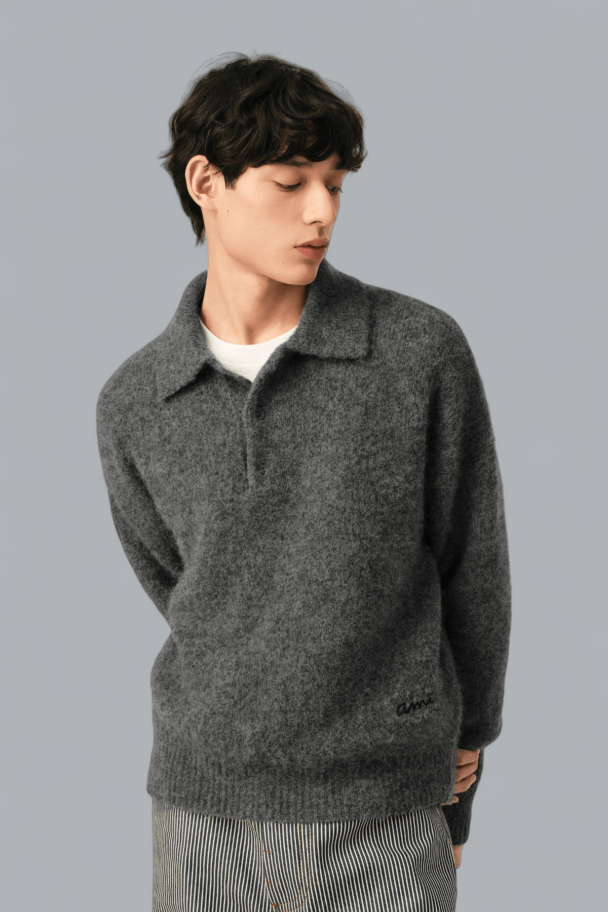 WOOL AND ALPACA AMI POLO SHIRT