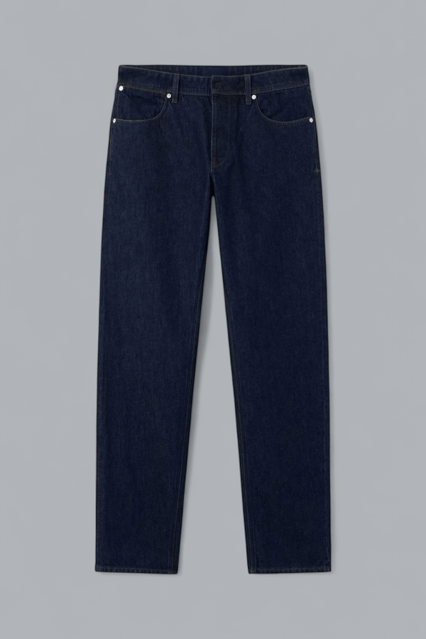 INDIGO DENIM RINSED STRAIGHT FIT JEANS