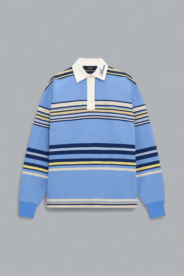 STRIPED OVERSIZED LONG SLEEVE POLO SHIRT
