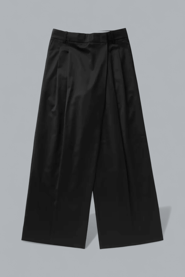 CALENDERED WOOL MID WAIST PANTS