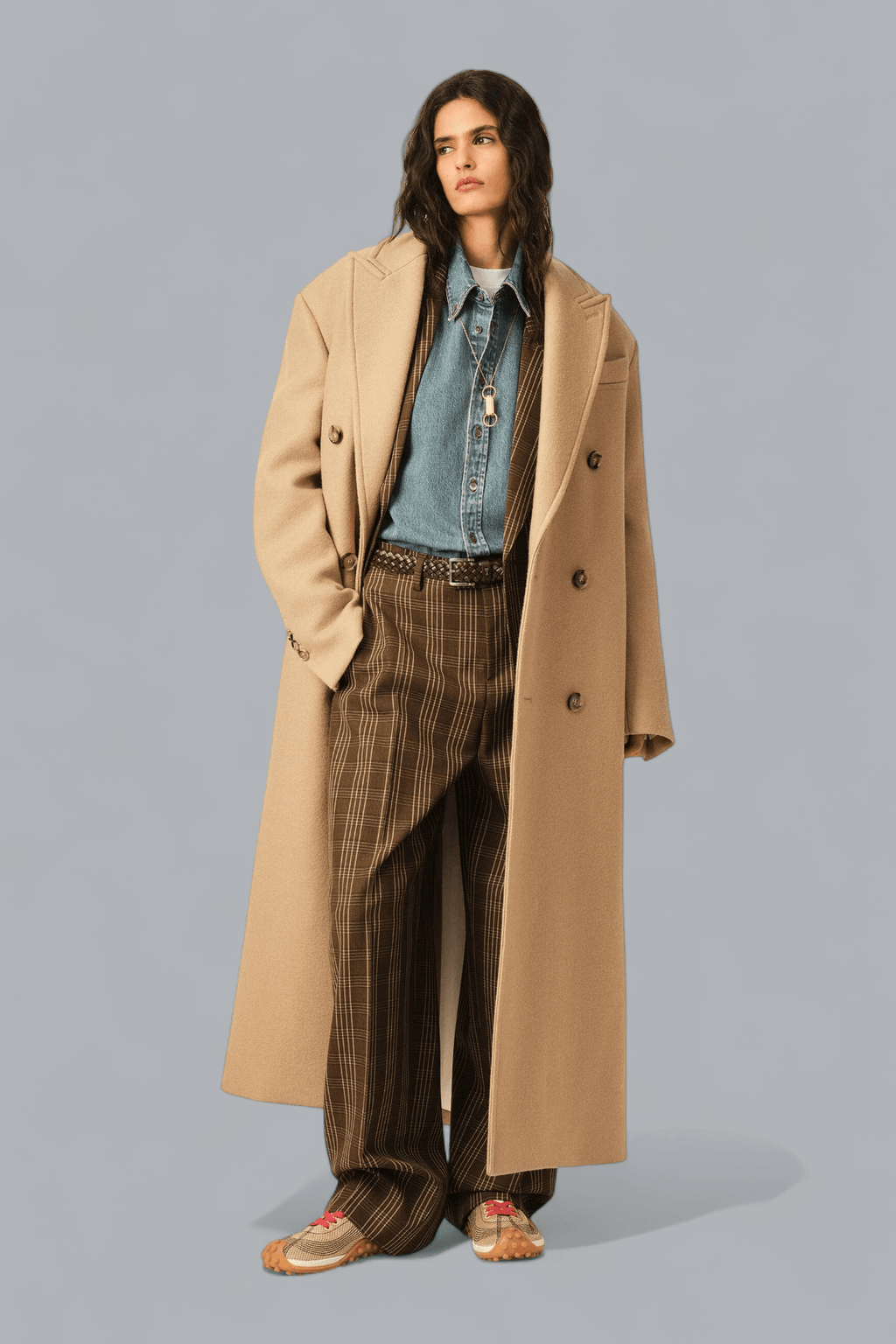 CHECKED WOOL BALLOON TROUSERS