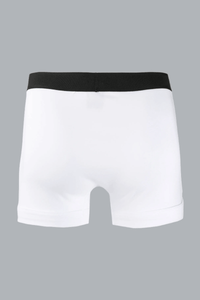 Back view of Boxer Brief White with a contrasting black waistband, designed for comfortable and stylish everyday wear.
