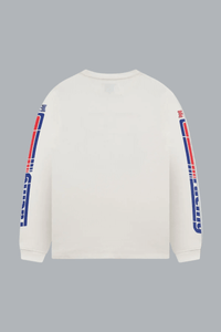 SPLIT PETROL LOGO LS TEE VINTAGE WHITE/ RED/ BLUE