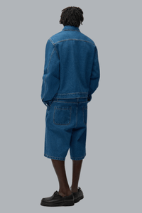 Round pocket Denim Shorts Raw Denim