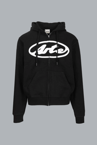 Circle Logo Zip Hoodie Black