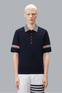 SAILBOAT JERSEY STITCH RWB STRIPE RUGBY POLO SHIRT
