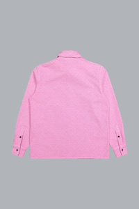 OVERSIZED DENIM SHIRT MET LASERMONOGRAM, ROZE