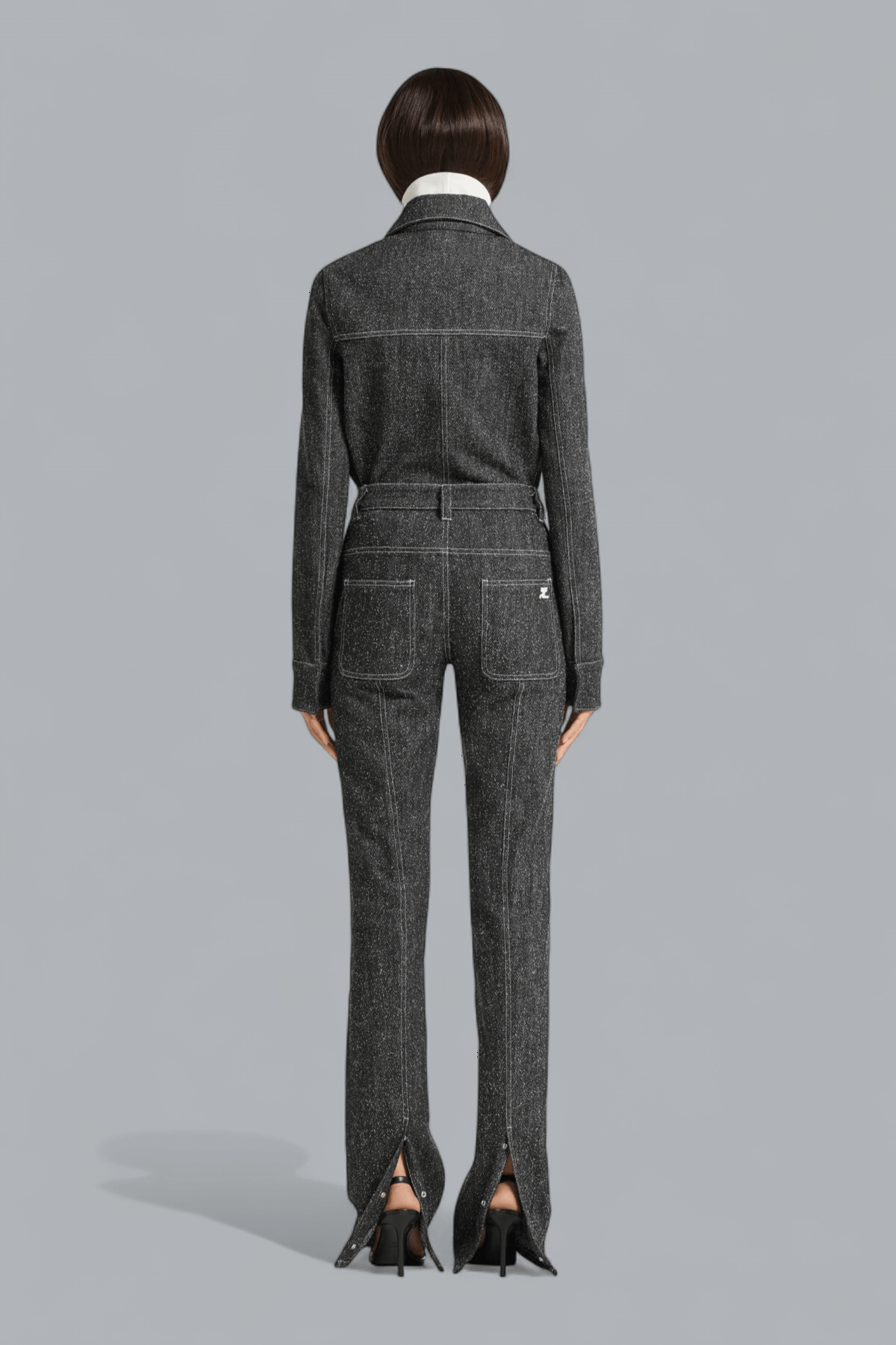 SNAP DENIM TWEED STRAIGHT JEANS