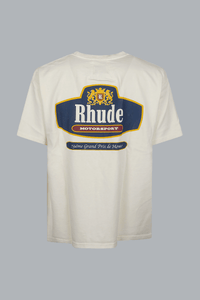 RHUDE RACING CREST TEE VINTAGE WHITE/ NAVY