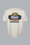 RHUDE RACING CREST T-SHIRT VINTAGE WIT/MARINEBLAUW