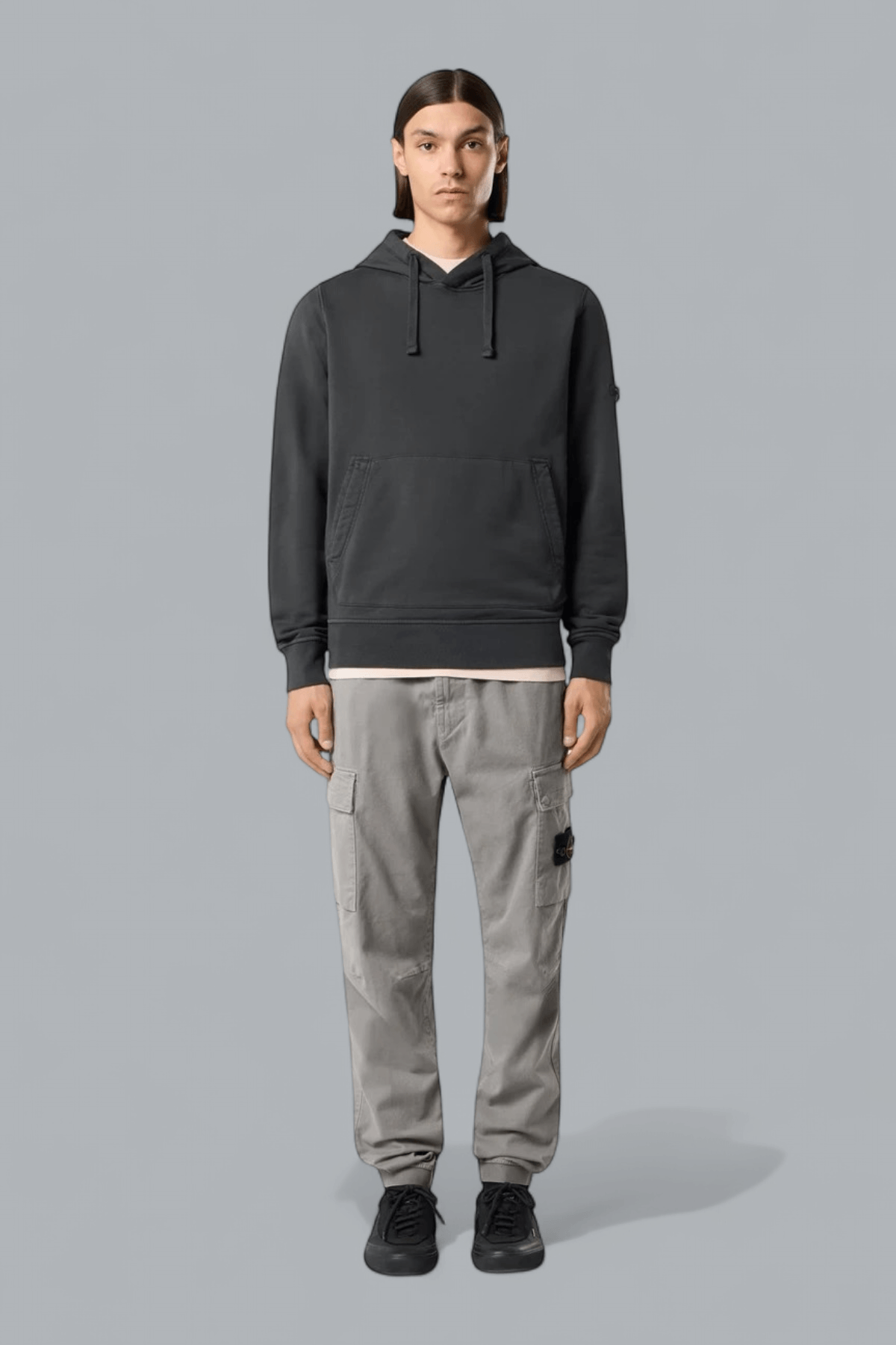 STRETCH ORGANIC BROKEN TWILL COTTON 'OLD' EFFECT CARGO PANTS