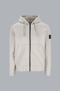 ORGANIC COTTON FLEECE HOODIE SWEATER PEARL GREY