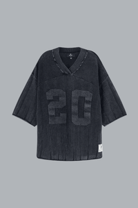 KNITTED VARSITY JERSEY GREY
