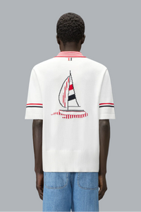 SAILBOAT JERSEY STITCH RWB STRIPE RUGBY POLO SHIRT
