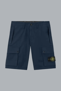 STRETCH ORGANIC COTTON TWILL SHORTS NAVY BLUE