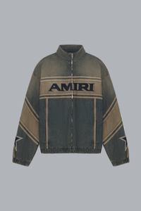 AMIRI SPORT DENIM TRACKJACKET WORN SLATE
