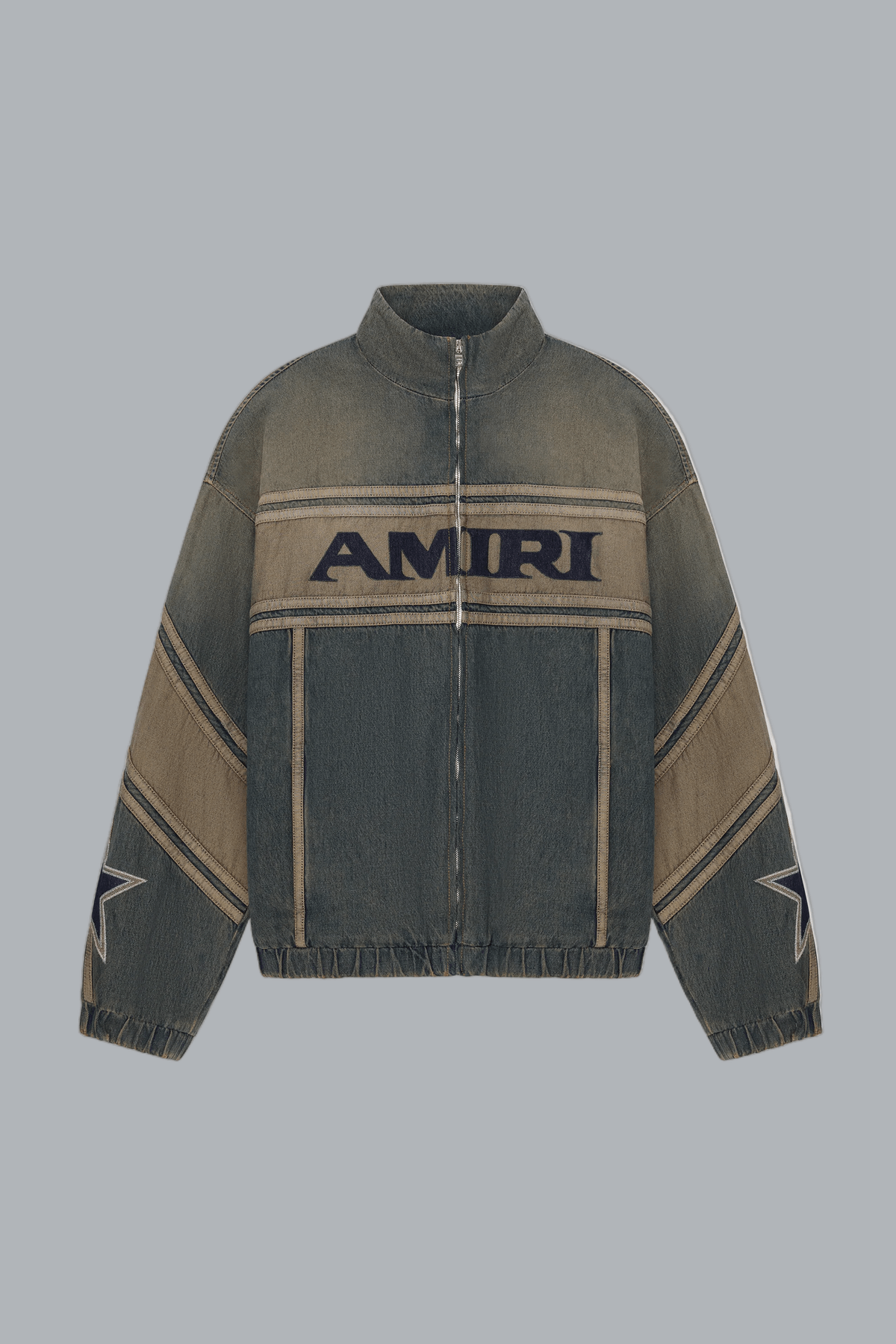 AMIRI SPORT DENIM TRACK JACKET WORN SLATE