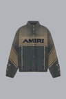 AMIRI SPORT DENIM TRACK JACKET WORN SLATE