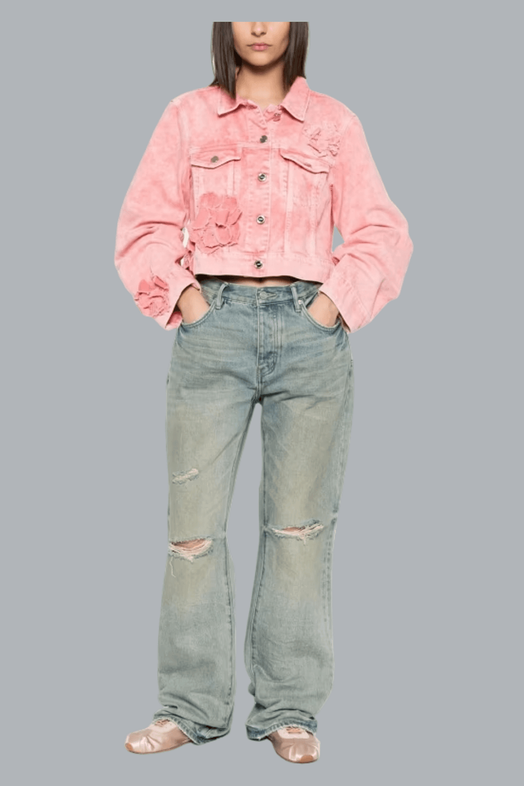Overdyed Cropped Denim Jacket