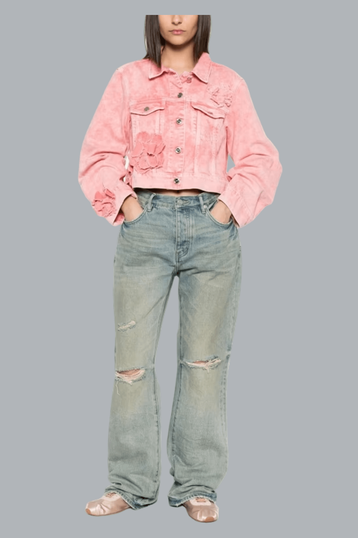 Overdyed Cropped Denim Jacket