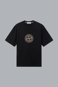 ALL AROUND COMPASS' PRINT T-SHIRT VAN BIOLOGISCH KATOENEN JERSEY IN ZWART