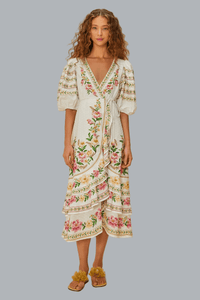 PALM DREAM WRAP MIDI DRESS