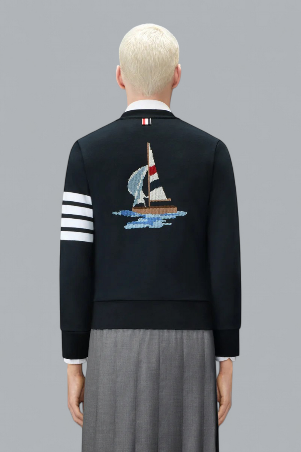 Sailboat-Cardigan aus klassischem Loopback-Material mit 4-Bar-Motiv