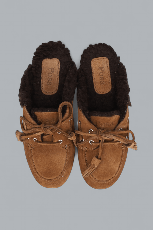 BOAT LOAFERS MULE FUR BEADS