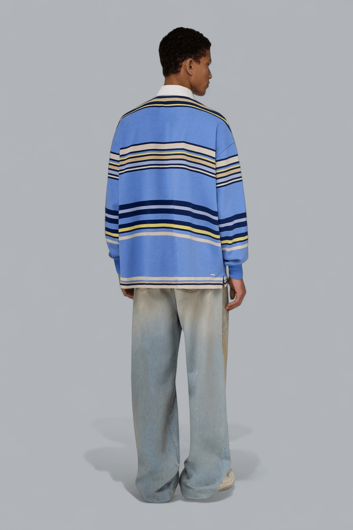 Oversize-Langarm-Poloshirt mit Streifen