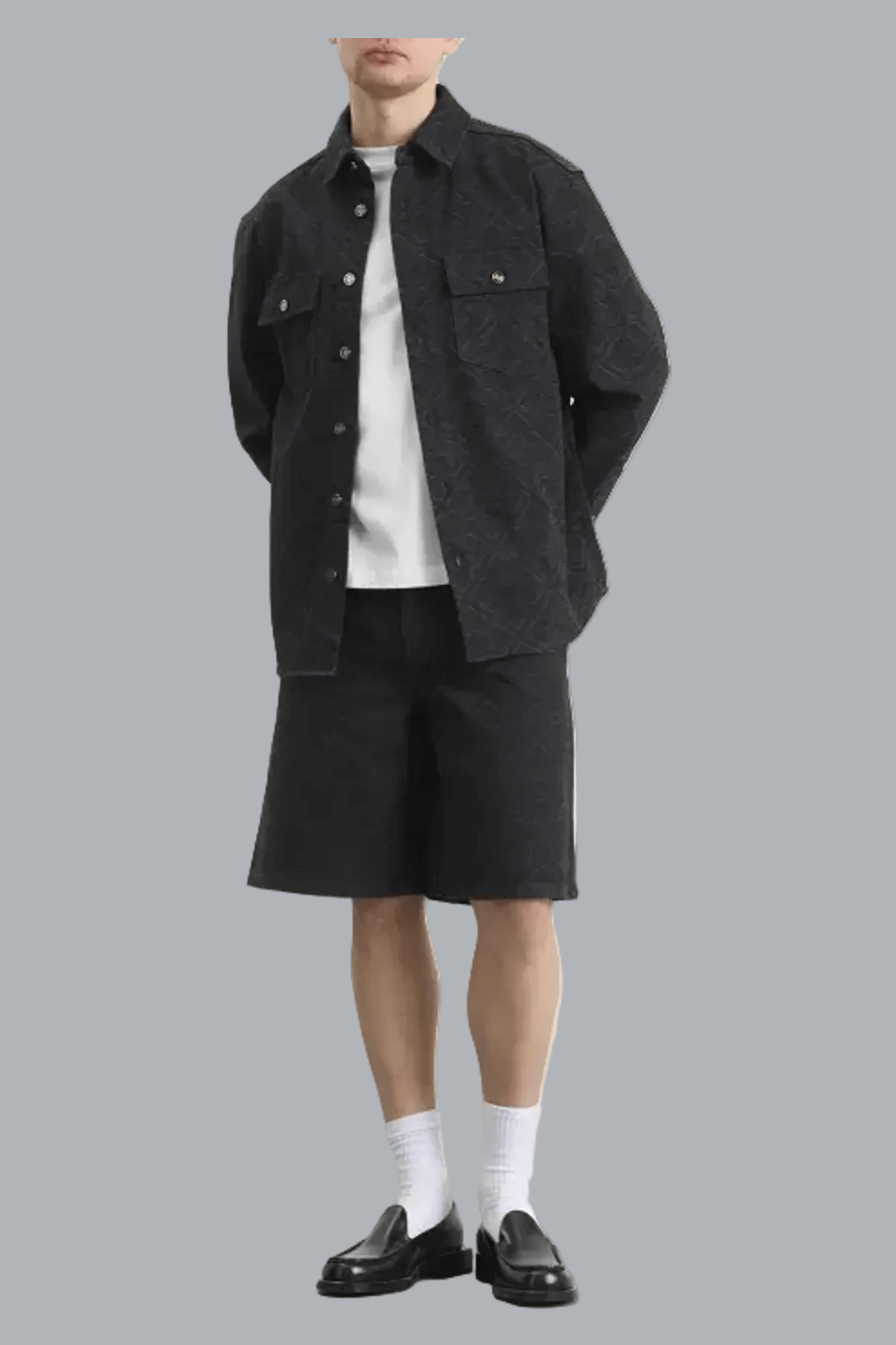 LASER MONOGRAM DENIM SHIRT BLACK