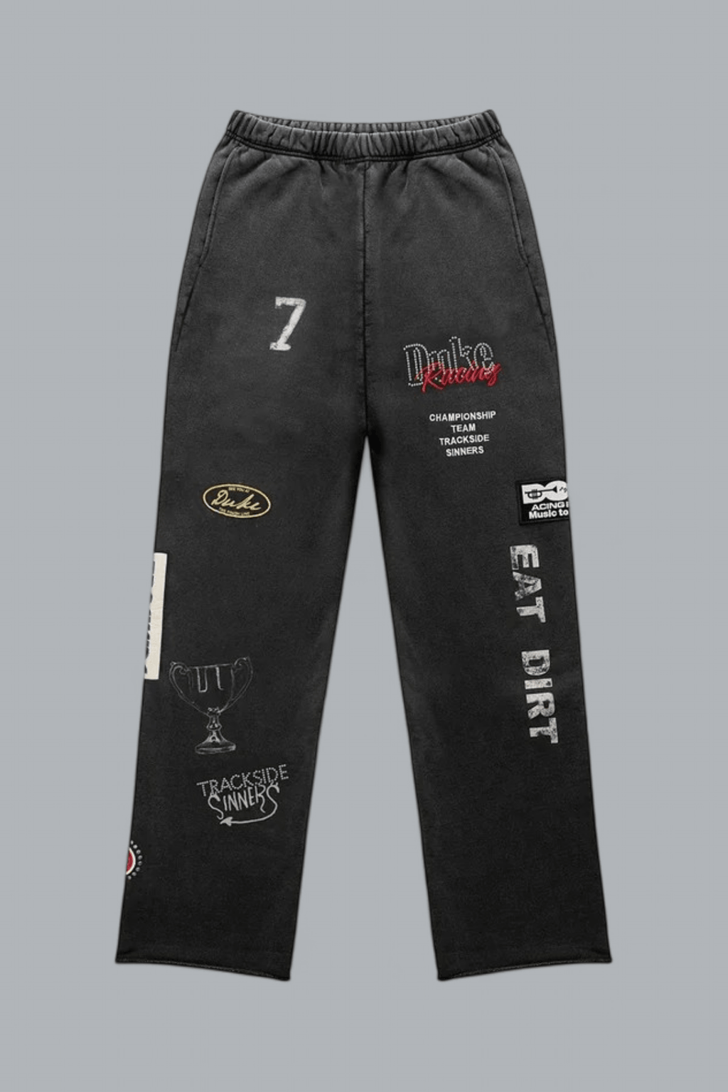 Geborduurde gewassen joggingbroek