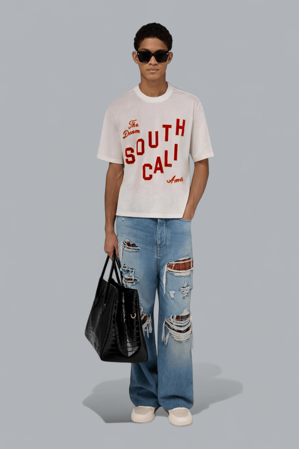 FLANNEL REPAIR BAGGY JEANS