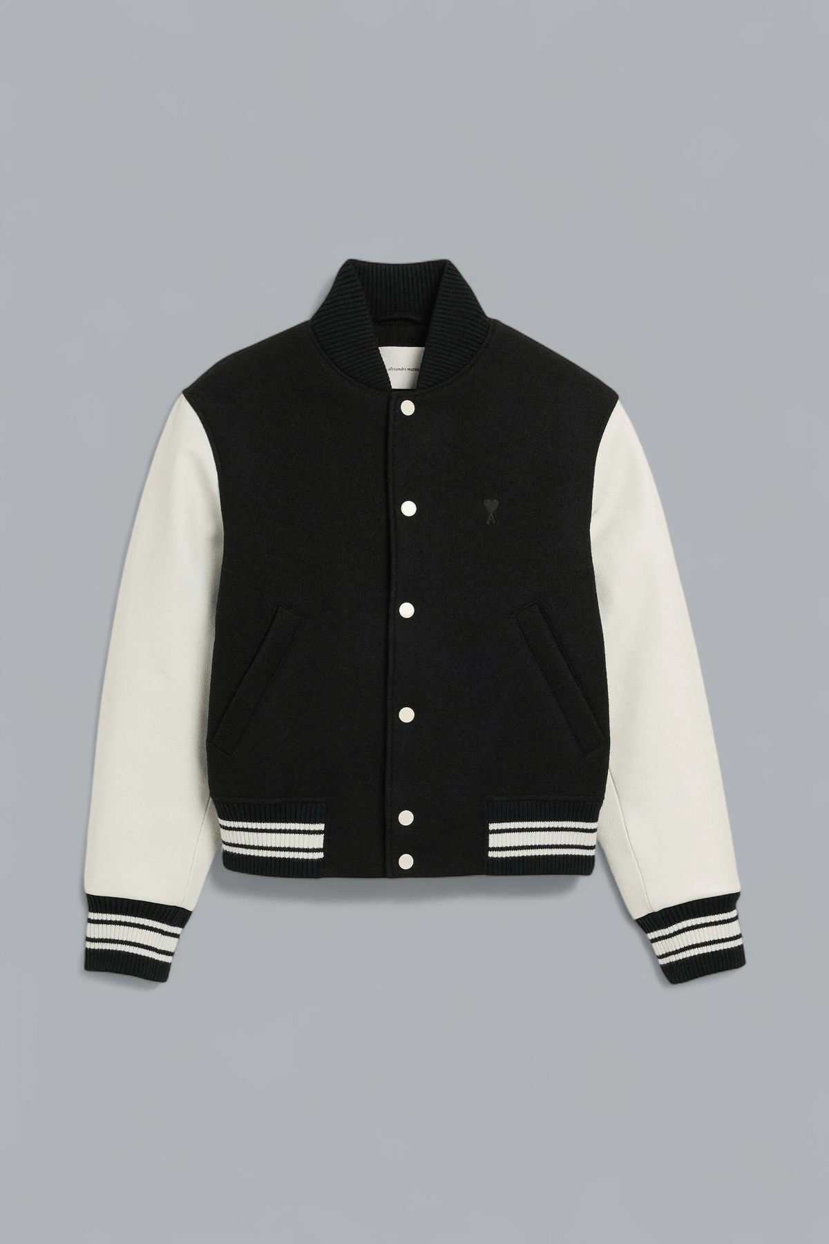 PADDED AMI PARIS TEDDY JACKET WITH LEATHER SLEEVES