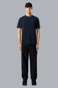 S.I. GHOST ORGANIC COTTON JERSEY CREPE T-SHIRT NAVY BLUE