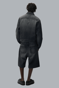 Round pocket Denim Short Fade Black