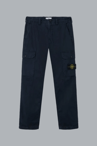 ORGANIC COTTON STRETCH BROKEN TWILL TROUSERS NAVY BLUE