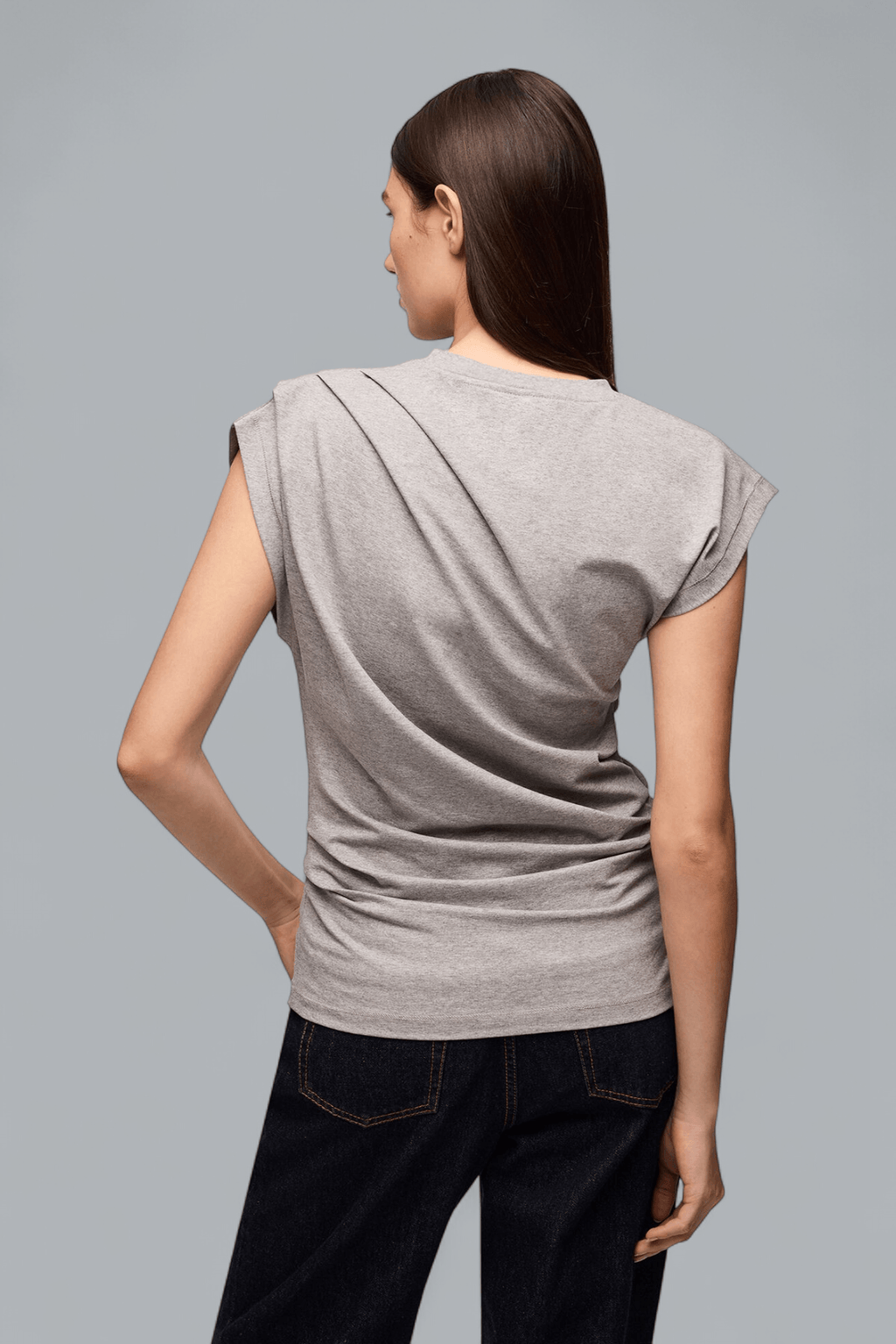 HEAVY STRETCH COTTON DRAPED T-SHIRT