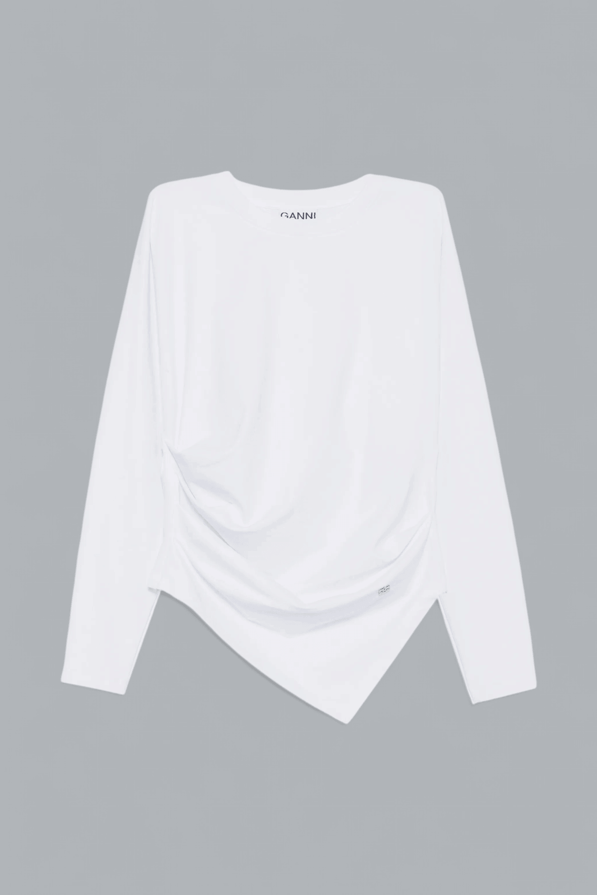 HEAVY STRETCH COTTON DRAPED LONG SLEEVE T-SHIRT