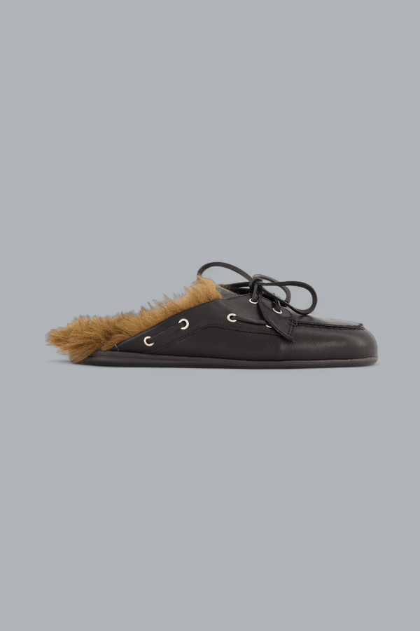 BOAT LOAFERS MULE HAIRY FUR