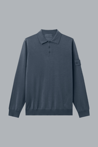 SI GHOST LIGHT PURE RWS WOLLEN POLOSHIRT LEIGRISCH BLAUW