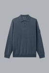S.I. GHOST LIGHT PURE RWS WOOL POLO SHIRT SLATE BLU