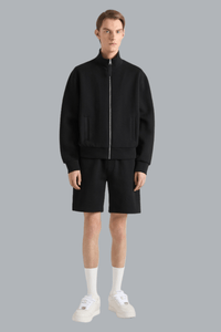 QUILTED ZIP THROUGH SWEATER