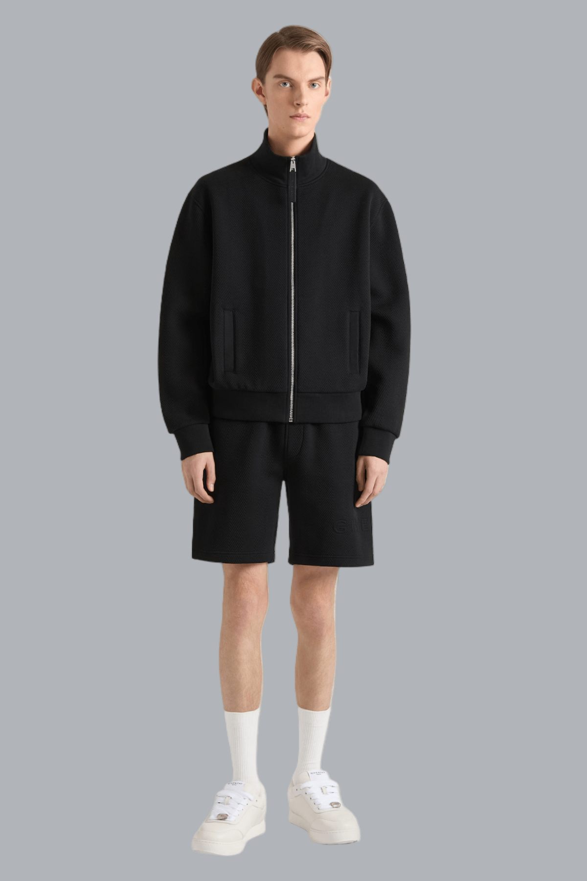QUILTED ZIP THROUGH SWEATER