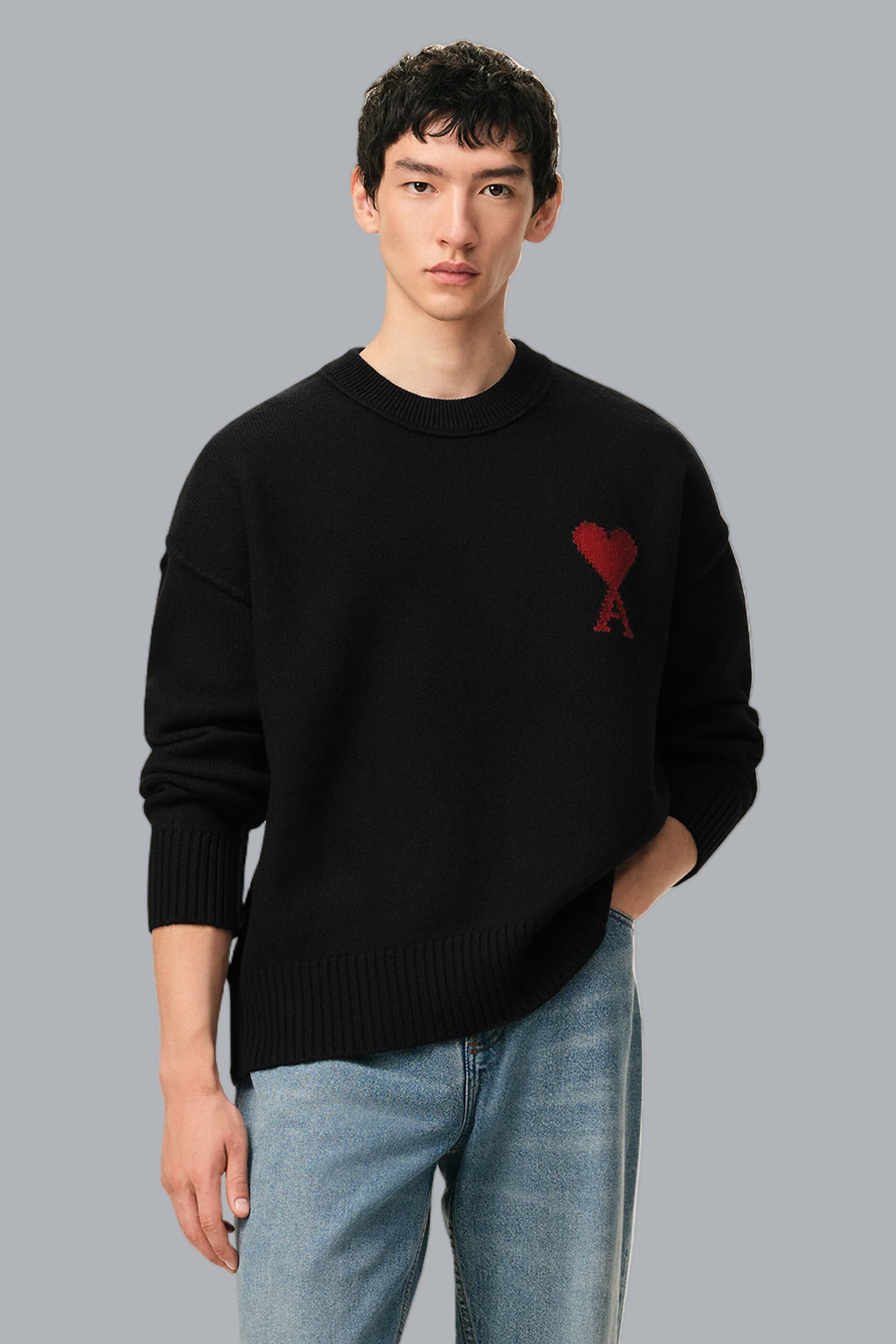 FELTED MERINO WOOL AMI DE COEUR CREWNECK