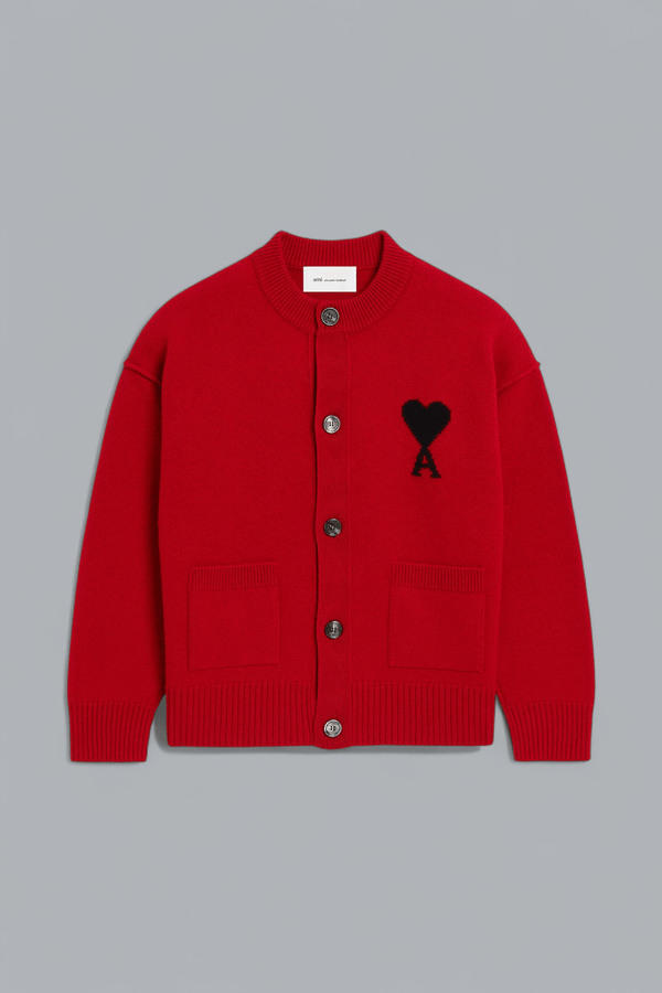 FELTED MERINO WOOL AMI DE COEUR CREWNECK CARDIGAN