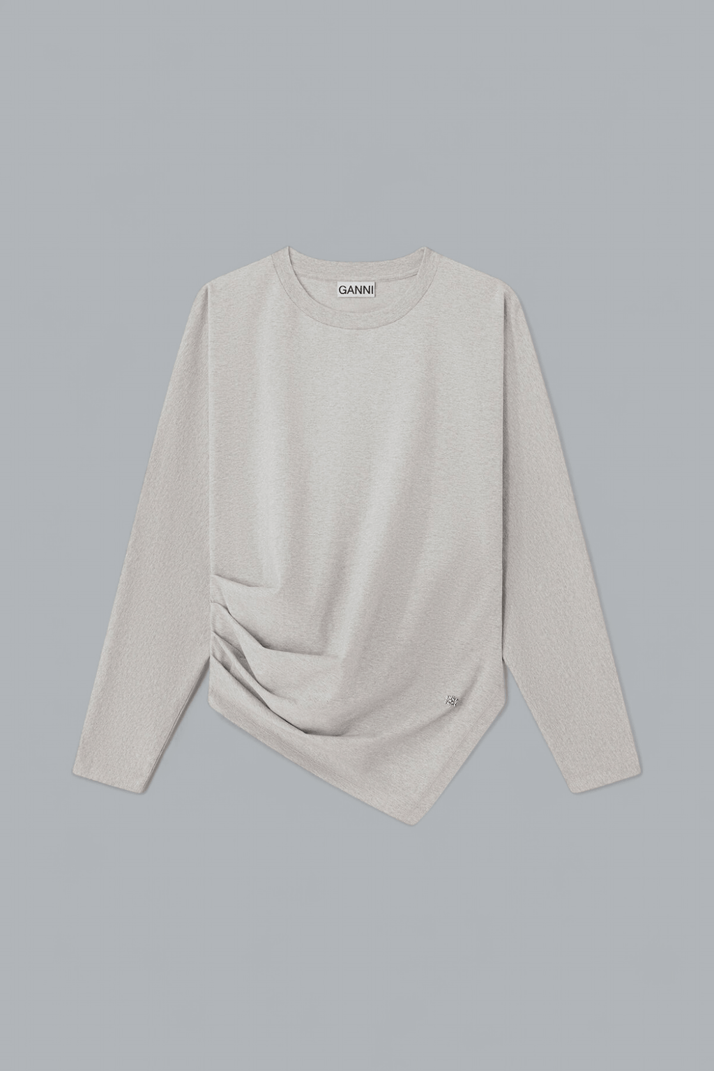 HEAVY STRETCH COTTON DRAPED LONG SLEEVE T-SHIRT
