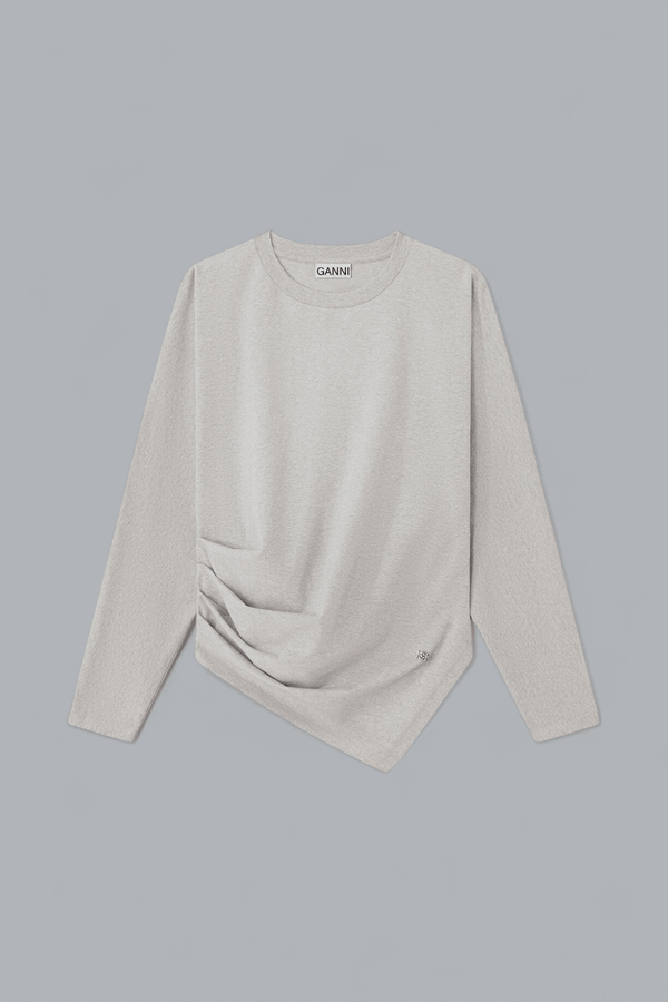 HEAVY STRETCH COTTON DRAPED LONG SLEEVE T-SHIRT
