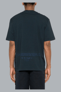 ALL AROUND COMPASS' PRINT ORGANIC COTTON JERSEY T-SHIRT NAVY BLUE