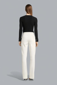 CONTRASTED VINYL RIB KNIT CARDIGAN
