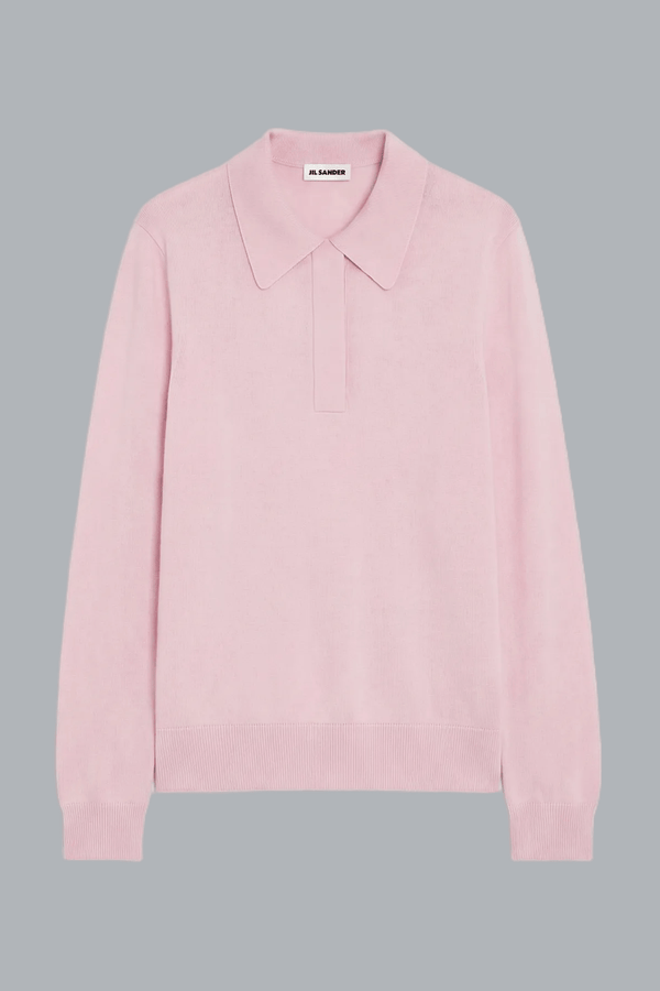 KNIT LONG SLEEVE POLO SHIRT